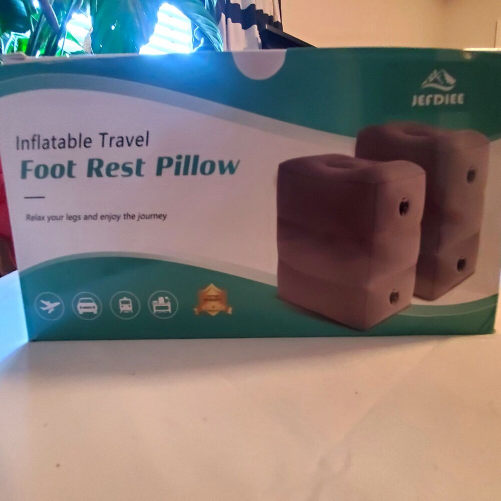 JEFDiEE Inflatable Travel Leg/Foot Rest Pillow, Charcoal, 2 Pack